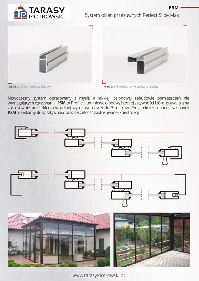 3 System okien przesuwnych aluminiowych Tarasy Piotrowski